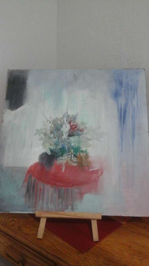 PRETTY POSSIBLY WATER PAINT FLORAL PICTURE, REALLY PRETTY PIECE UNFRAMED UNSIGNED