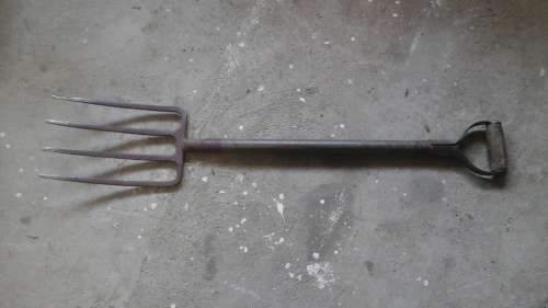 GARDEN MAINTENANCE NEVER STOPS. A HANDY LARGE GARDEN FORK TO ASSIST