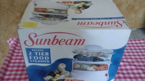 AN ABSOLUTELY AWESOME TWO TIER SUNBEAM FOOD STEAMER. STILL IN ITS ORIGINAL BOX