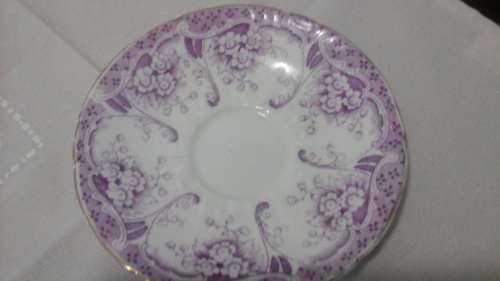 PERFECT AS A REPLACEMENT OR IF YOU LIKE TO MIX AND MATCH. A PURPLE PATTERN ON WHITE TRENT SIDE PLATE