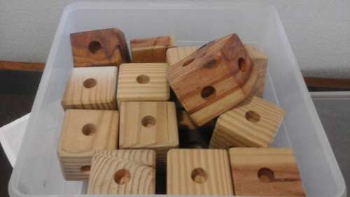 AWESOME SET OF TWENTY WOODEN BUILDING BLOCKS. WILL BE GREAT FUN FOR THE KIDS!