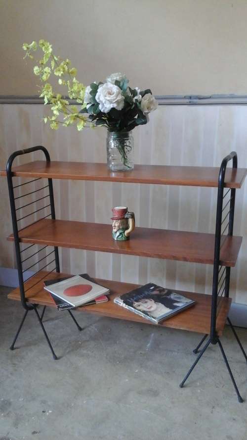 STUNNING VINTAGE STEEL AND WOOD BOOK/ DISPLAY CASE. GORGEOUS PIECE!