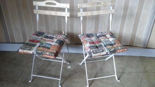TWO ABSOLUTELY GORGEOUS STEEL AND WOOD FOLD UP GARDEN CHAIRS. SIMPLY STUNNING SET!