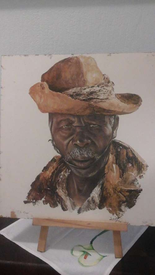 PHENOMENAL VINTAGE BLOCK MOUNTED PRINT OF A ZULU RANGER SIGNED DENIS MURPHY. MAGNIFICENT!