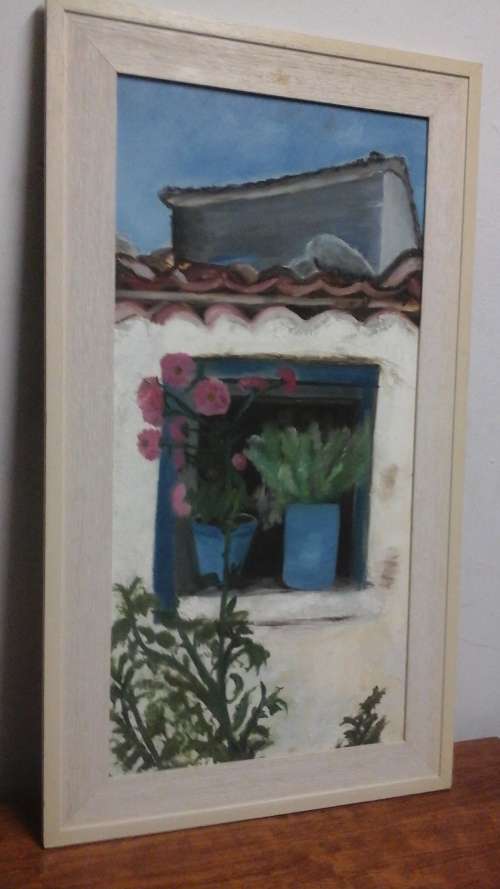 A SUPERB UNSIGNED OIL ON BOARD. AN INTERESTING VILLA STYLED THEME