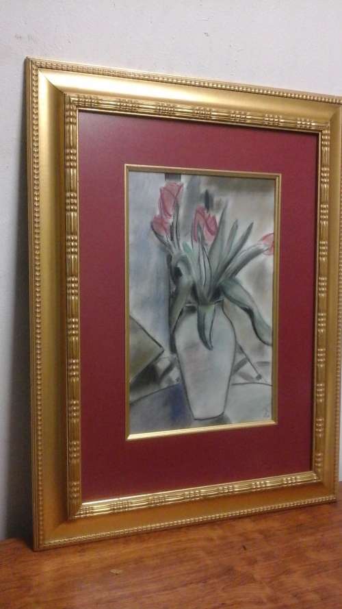 SPECTACULAR FRAMED PAINTING? OF A VASE OF FLOWERS SIGNED AURA? MAGNIFICENT PIECE!