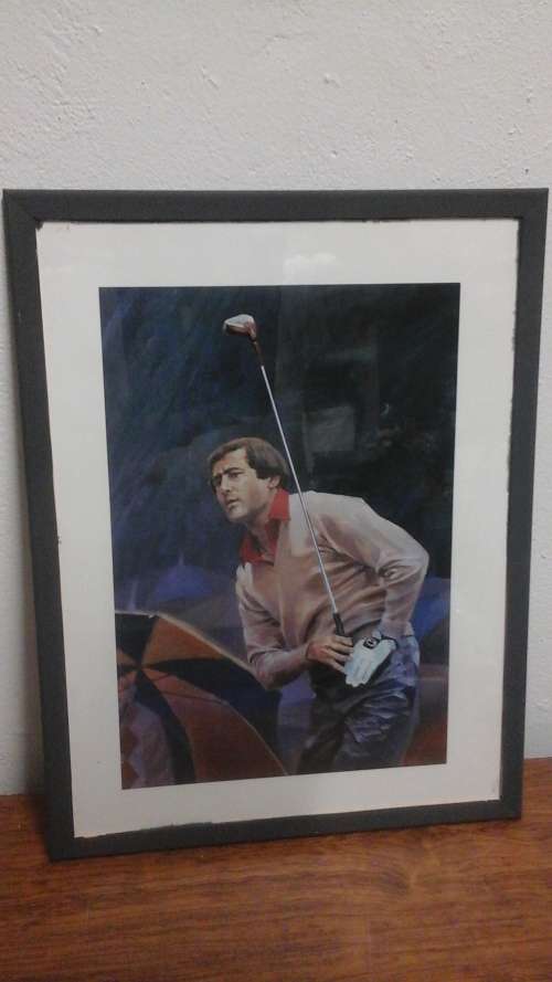 TERRIFIC CHALK PAINTED FRAME WITH A PHOTOGRAPH AND BIO OF TOMMY BOLT. FANTASTIC!