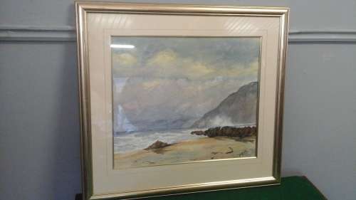 STUNNING FRAMED BEACH SCENE PAINTING/ PRINT? SIGNED JOEY V/R. MAGNIFICENT PIECE!