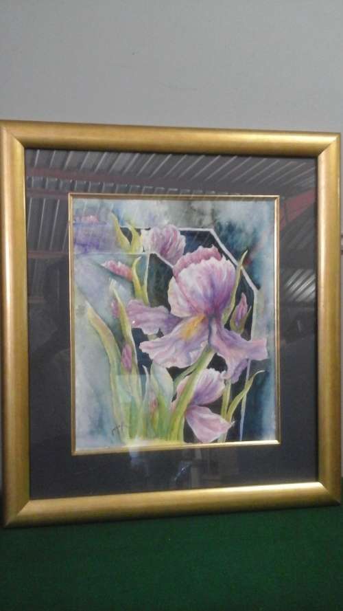 STUNNING FRAMED GARDEN SCENE PAINTING/ PRINT? SIGNED JOEY V/R. MAGNIFICENT PIECE!