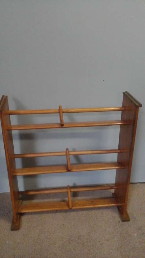 UNUSUAL YET PRACTICAL A VINTAGE THREE LEVEL WOODEN SHOE RACK. TAKES UP MINIMAL SPACE