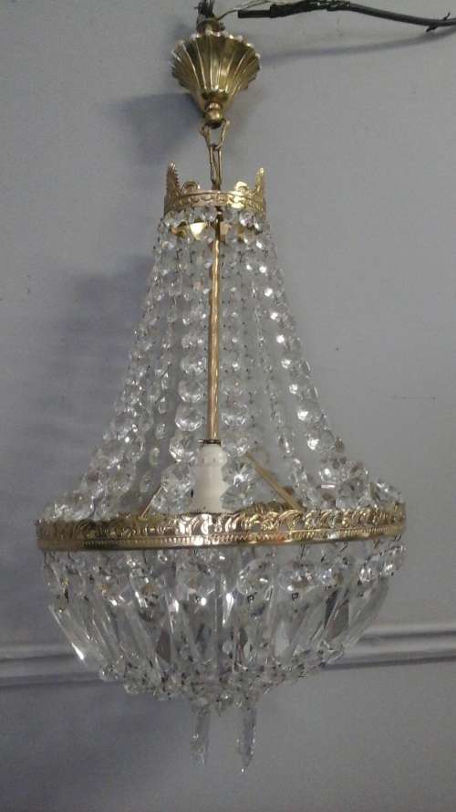 SPECTACULARLY MAGNIFICENT VINTAGE STEEL & BRASS & LEAD CRYSTAL CHANDELIER.PHENOMENALLY STUNNING!