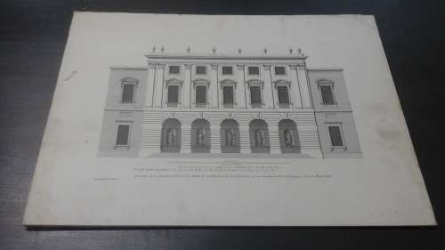 TERRIFIC VINTAGE ARCHITECTURAL PRINT - THE ELEVATION OF THE GREAT GALLERY IN SOMERSET. STUNNING!