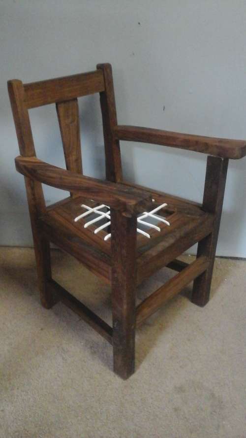 WOW!!RARE INDEED!!A VINTAGE IMBUIA CHILDRENS CARVER CHAIR.LOOKS LIKE AN ADULT CHAIR BUT CHILD SIZE