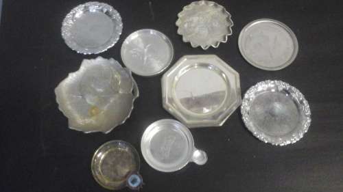 INCREDIBLE ASSORTMENT OF PLATED AND ALI COASTERS/ MINT DISHES. FANTASTIC SET!