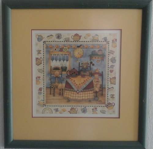 GORGEOUS FRAMED DEBBIE MUMM PRINT TITLED TIME FOR TEA. CHEERFUL AND COLORFUL PIECE!