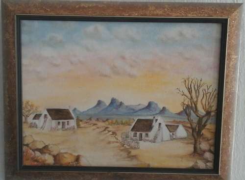 GORGEOUS FRAMED PAINTING ON BOARD OF HOMESTEAD SIGNED I.BOTHA. MAGNIFICENT PIECE!