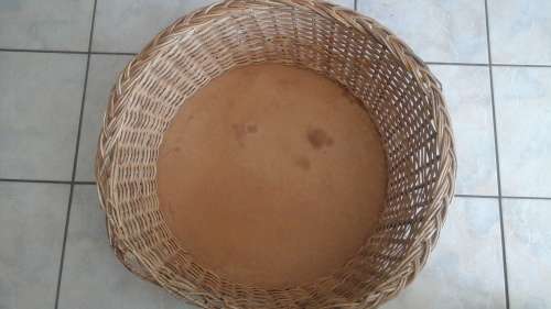 TERRIFIC VINTAGE RATTAN/ CANE AND WOOD DOG BASKET. FANTASTIC FOR YOUR FUR BABIES!