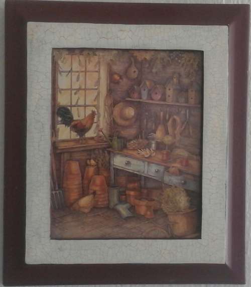 BEAUTIFUL FRAMED PRINT OF A GARDEN SHED. SPECTACULAR PIECE!