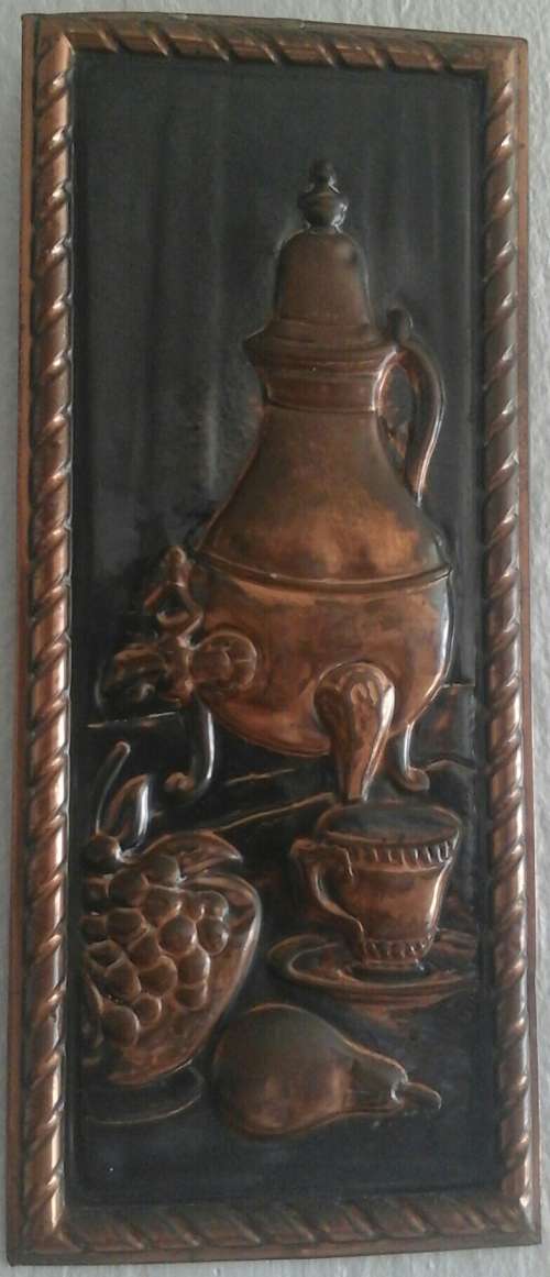 SIMPLY TERRIFIC COPPER WALL HANGING PLAQUE OF A BUFFET. MADE IN HOLLAND. AWESOME PIECE!