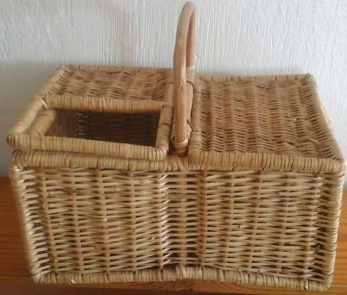 AMAZING VINTAGE CANE  AND RATTAN SEWING BASKET. INCREDIBLE PIECE!