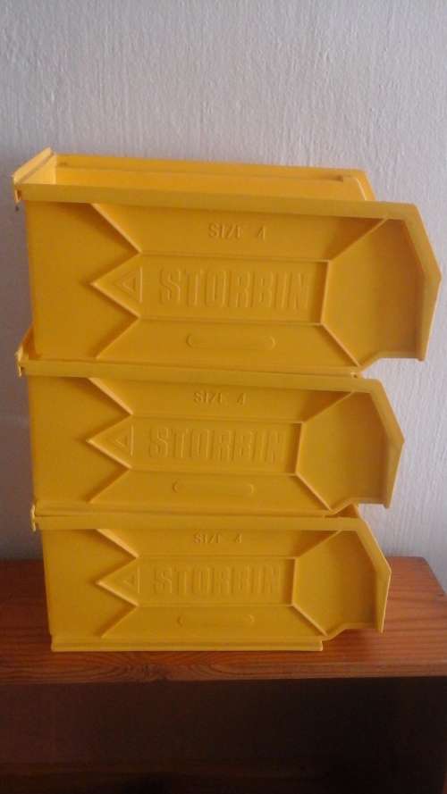 3 FANTASTIC STACKING STORBINS. SIZE 4. TERRIFIC AND HANDY SET!