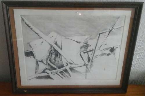 A MAGNIFICENT SKETCH? BY SHELLEY ELK DATED 1983. FRAMED IN A LOVELY WOODEN FRAME