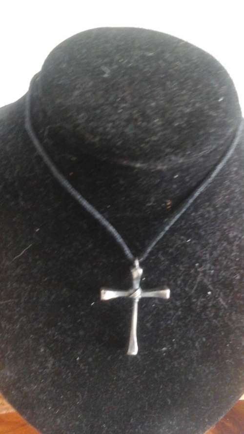 MAGNIFICENT CROSS SHAPED NECKLACE. MADE FROM VINTAGE HORSESHOE NAILS. BEAUTIFUL & UNUSUAL PIECE!