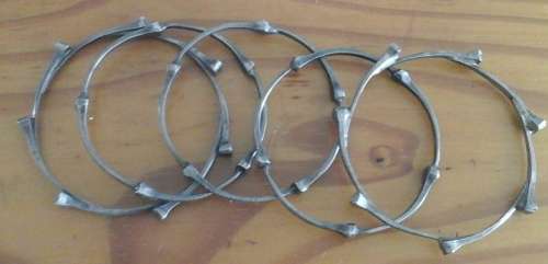 5 STUNNING BANGLES MADE FROM VINTAGE HORSESHOE NAILS.  BEAUTIFUL & UNUSUAL PIECES!