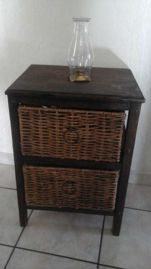 INCREDIBLE SEA GRASS AND WOOD BED SIDE PEDESTAL. TWO DRAWERS. STUNNING SET!