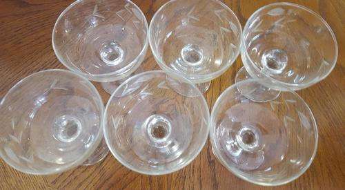 6 beautiful cut glass champagne glasses