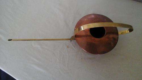 DELIGHTFUL ROUND NEPCO COPPERWARE BRASS HANDLE AND SPOUT COPPER WATERING CAN.