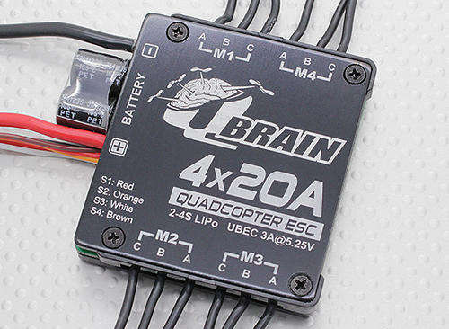 Q Brain 4 x 20A Brushless Quadcopter ESC 2-4S 3A SBEC