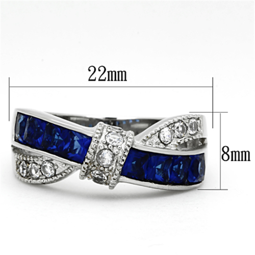 Local SA Stock - Size 8 (Q) - 18K White Gold Plated Over Stainless Steel Simulated Sapphire Ring