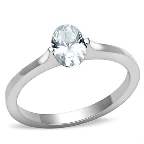 Local SA Stock - Size 8 (Q) - 18K White Gold Plated Over Stainless Steel Simulated Diamond Ring
