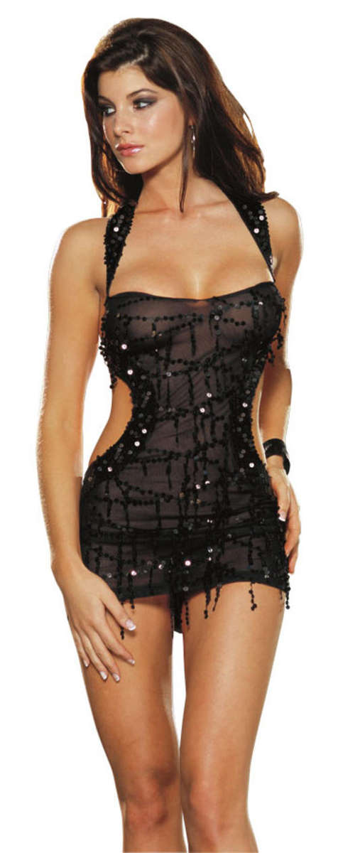 SENSATIONAL BLACK LINGERIE DRESS