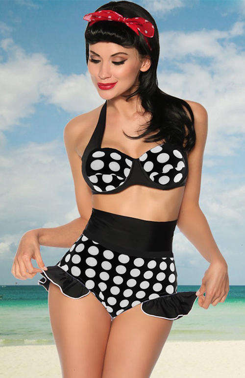 DOTS & FRILLS HIGH WAIST BIKINI