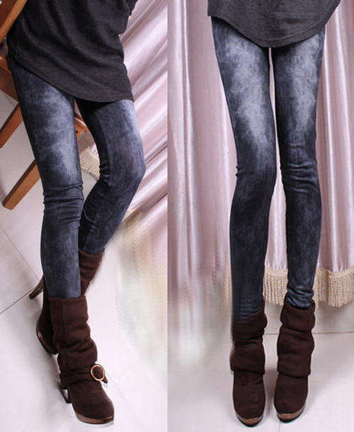 TRENDY DENIM LOOK LEGGINGS
