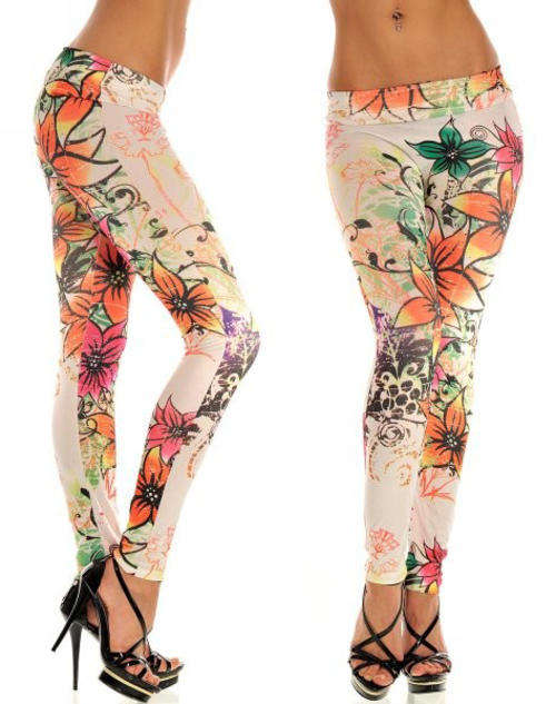 FANCY FLOWER PRINT LEGGINGS