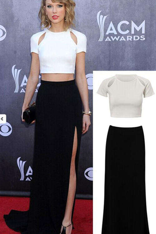 ELEGANT BLACK & WHITE 2PC DRESS