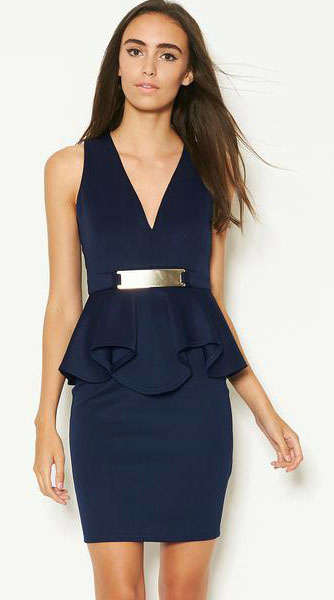SOPHISTICATED NAVY METAL DETAIL DRESS