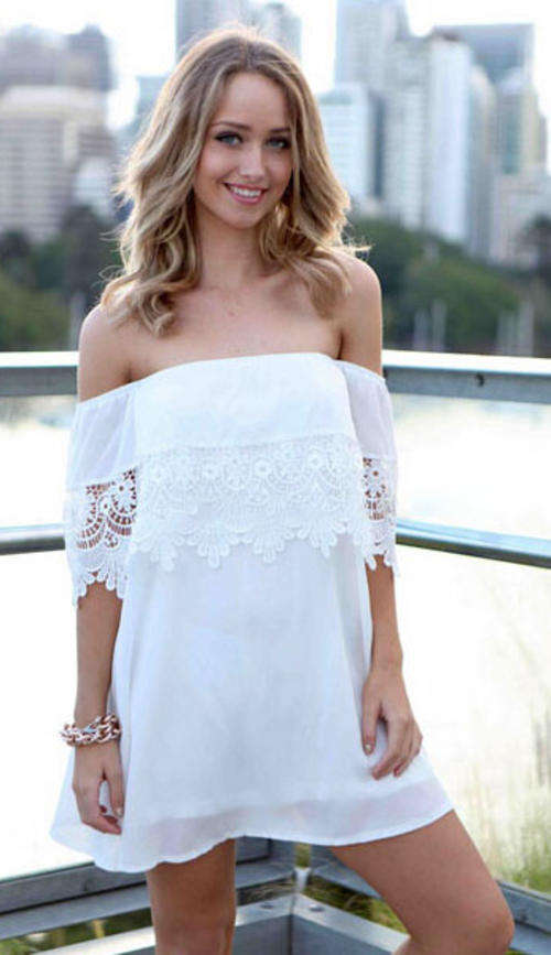 ELEGANT CROCHET DETAIL DRESS