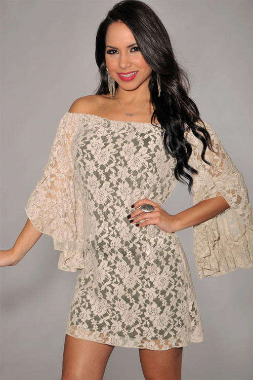 LOVELY LACE OFF SHOULDER MINI DRESS