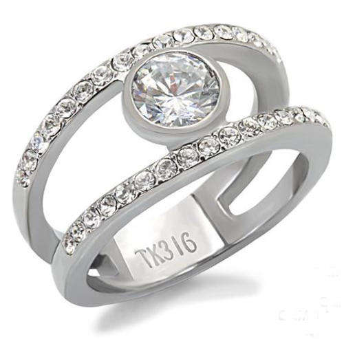PRETTY 18K WHITE GOLD PLATED SIMULATED DIAMOND LADIES RING