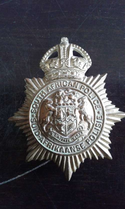 S.A.Police Brass Helmet Badge "S" Type
