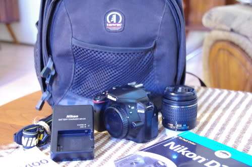 Nikon D3400 with 18-55 VR ii lens, photos show exact kit on sale.