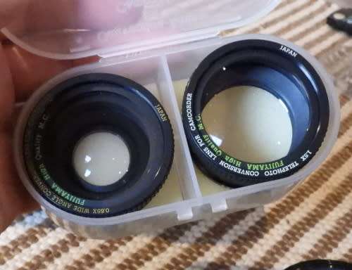 9 diff lens attachments as shown in pics, some will need internal cleaning, no scratches on glass.