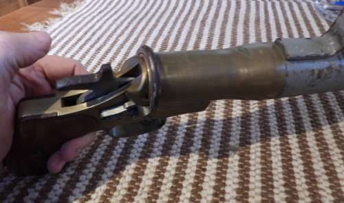 Old line throwing/flair gun, still seems to opperated, untested have no cartridges, has markings,