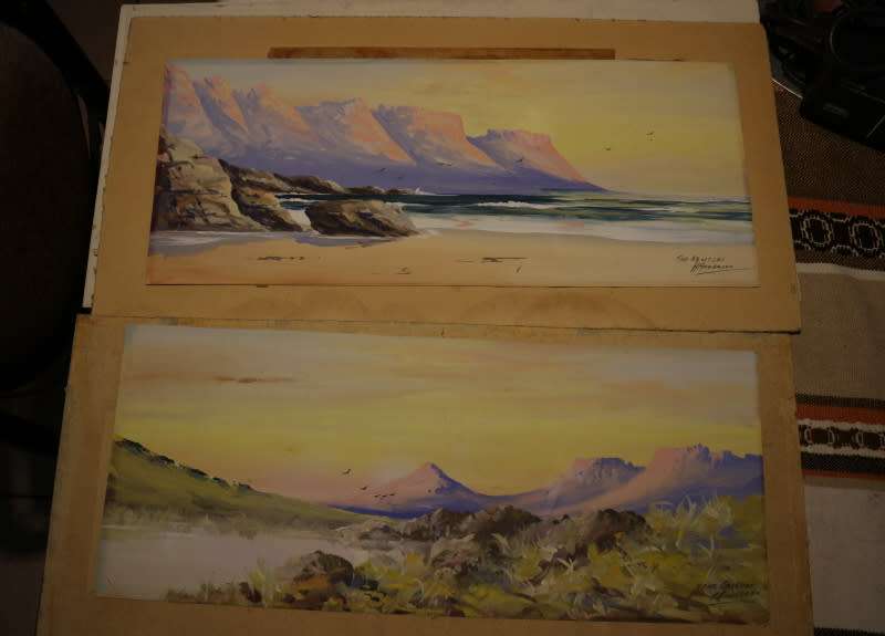 2 original paintings by H Anderson, photos show exact items on sale, one bid for both.