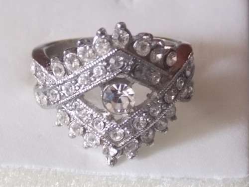 STUNNING FILLED SILVER DESIGNERS RING WITH HUGE!!!SIM DIAMONDS  SIZE 17,19(FREE IMPORT)