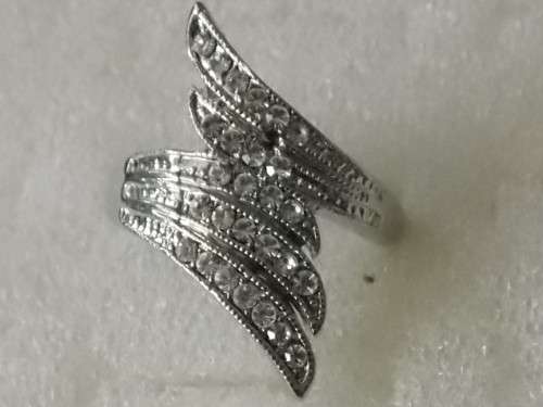 STUNNING FILLED SILVER DESIGNERS RING WITH HUGE!!!SIM DIAMONDS  SIZE 18 AND 20(FREE IMPORT)